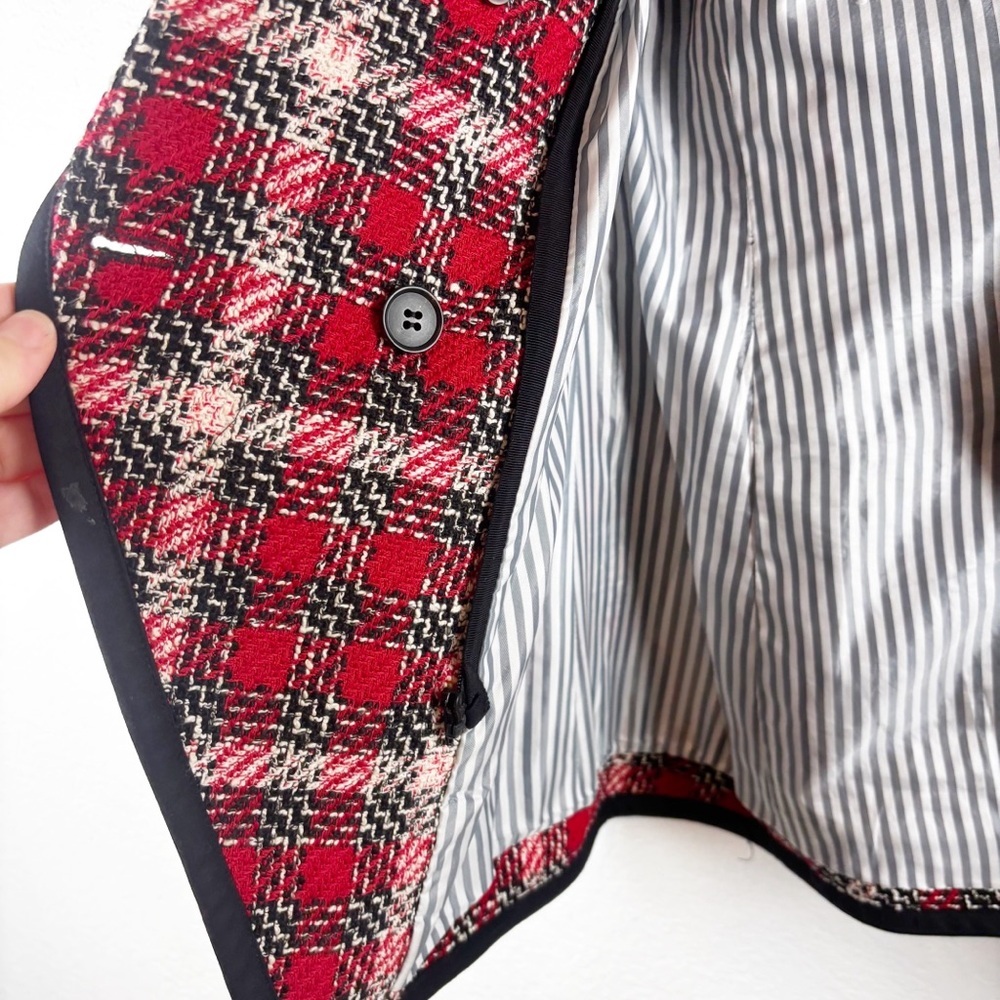 Veronica Beard Harriet Plaid Dickey Blazer Red Business Casual Size 10 - Picture 5 of 6